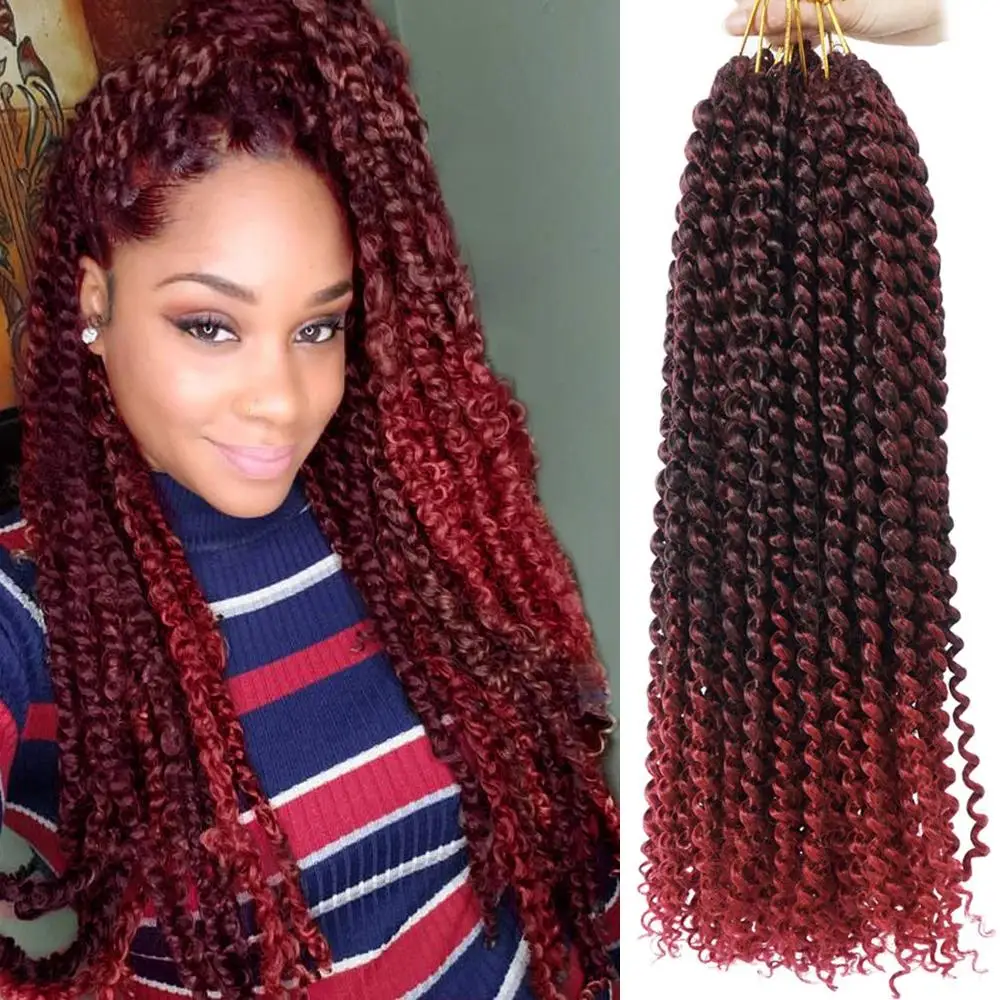 

Kong&Li 18Inch 22Strands Passion Twist Crochet Hair Synthetic Crochet Braid Hair Extensions 85g/Pack Long Black Brown