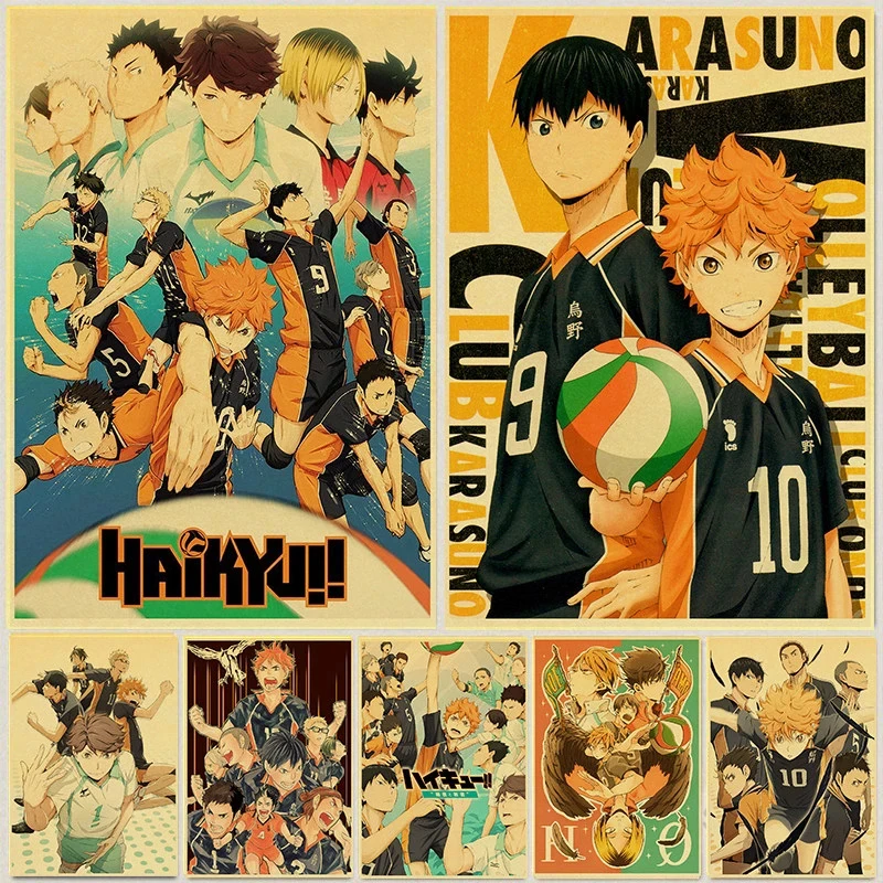

Japanese Cartoon Haikyuu Poster Volleyball Boy Art Painting Kraft Paper Prints Wall Sticker for Room Decoration Anime Poster