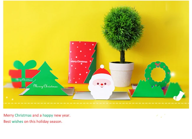 1 шт рождественские Санта Клаус мультфильм всплывающие открытки X-mas 3D Поздравительные открытки вечерние Пригласительные открытки счастливый год открытки спасибо