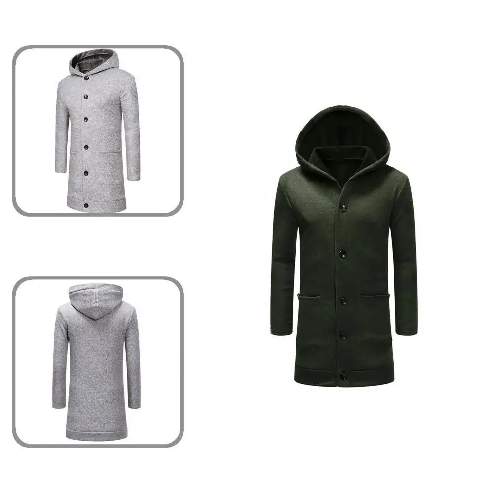 

Popular Men Coat All-Match Cardigan Jacket Slim Thick Pure Color Pockets Men Coat