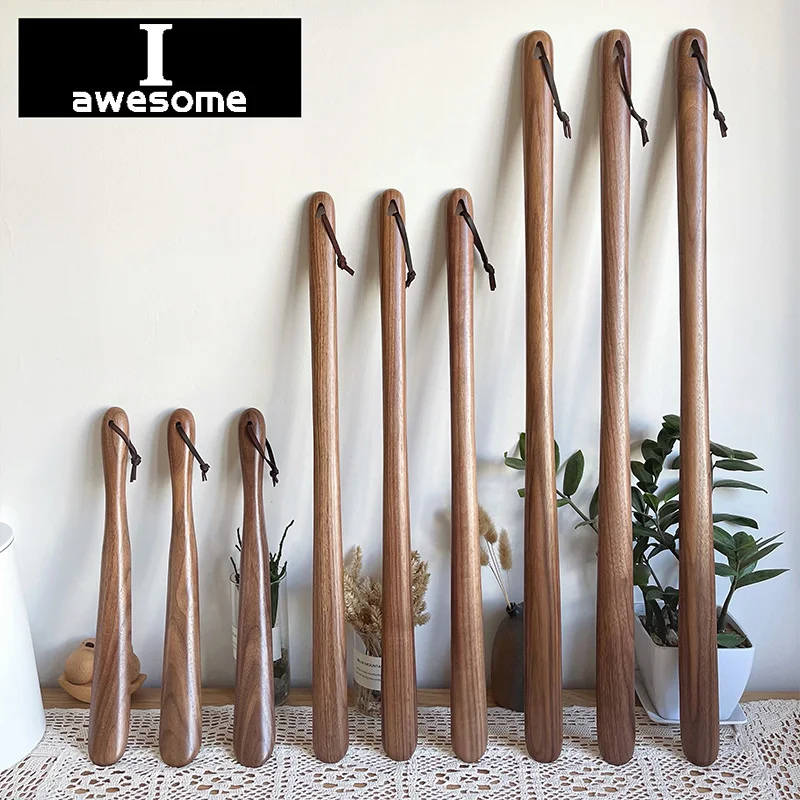 Профессиональный обувной рожок из черного ореха гибкий с длинной ручкой