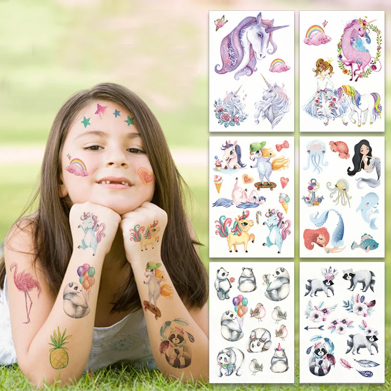 

1pc Children Tattoo Stickers Cartoon Waterproof Tattoo Stickers Unicorn Flamingo Temporary Tattoo Stickers
