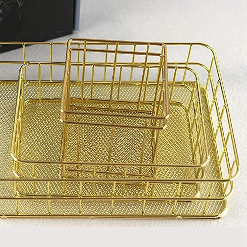 

Gold Color, Multi-Purpose Metal Storage Kit, Household Storage Box, Office Storage Tool, Cosmetic Storage