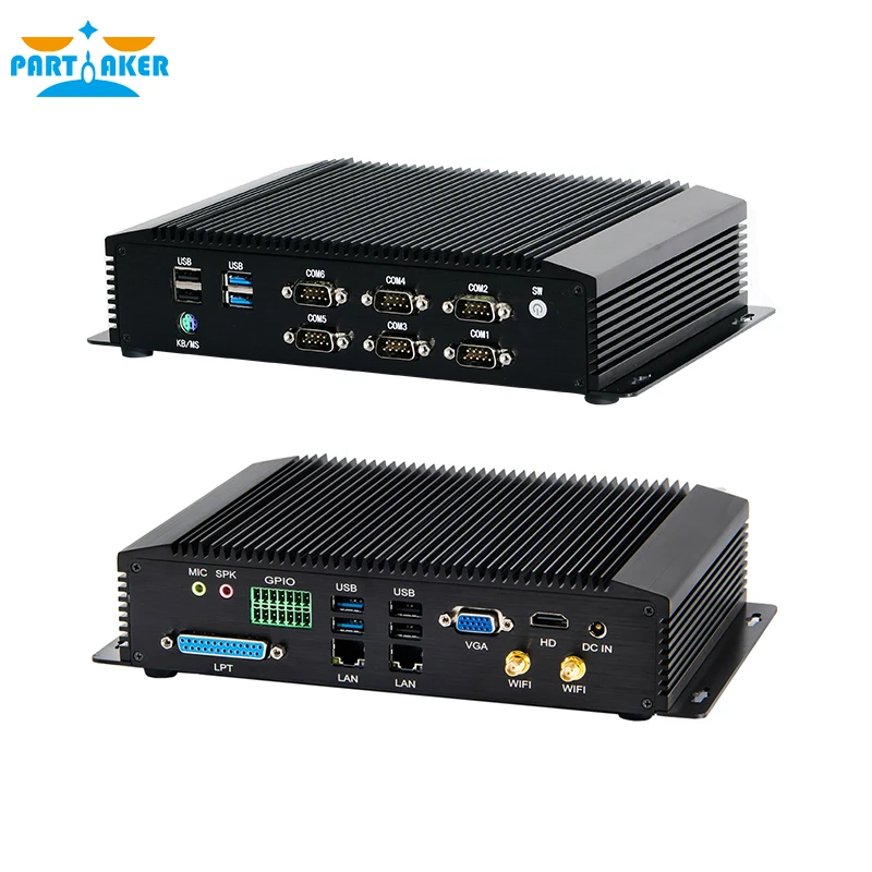 Промышленный Мини ПК intel core i3 6006U i5 7200U 8250U i7 8550U с 6COM RS232 RS422 RS485 HDMI VGA GPIO LPT PS2