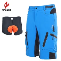 arsuxeo summer mens cycling shorts mountain bike downhill shorts loose outdoor sports riding road mtb bicycle short trousers