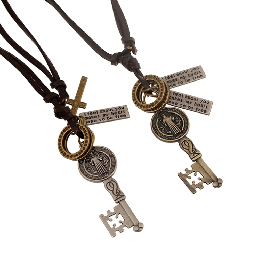 Новое индивидуальное модное Трендовое кожаное ожерелье в стиле ретро длинное