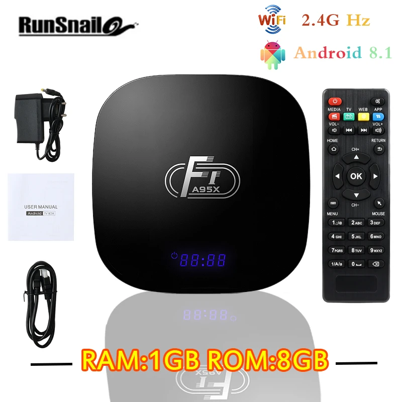 1GB8GB A95X F1 Smart tv Box Android 8,1 Amlogic S905W четырехъядерный телеприставка 4K 2G 16G 2,4 GHz WiFi A95X F1 поддержка H.265 4K PK X96 mini - Цвет: 1GB8GB