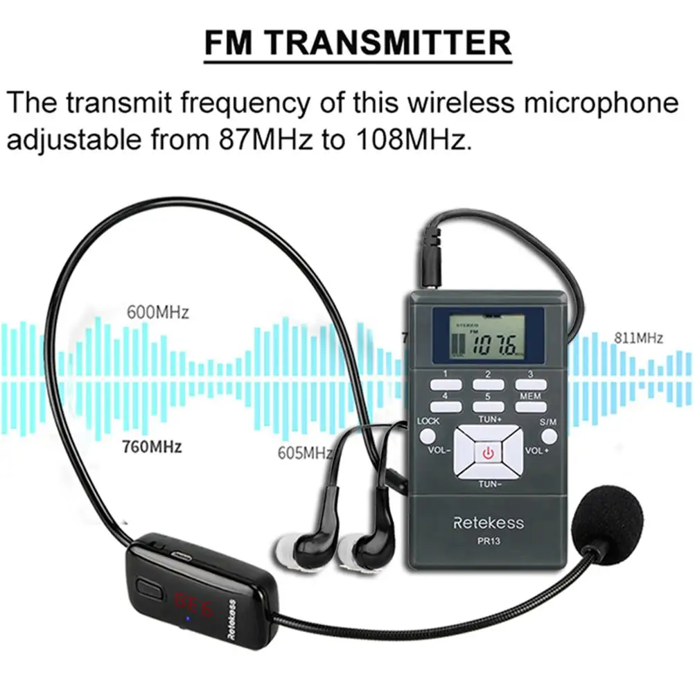 Беспроводная система передачи голоса 1 fm-передатчик TR503+ 10 fm-радиоприемник PR13 для обучения церковным митингам