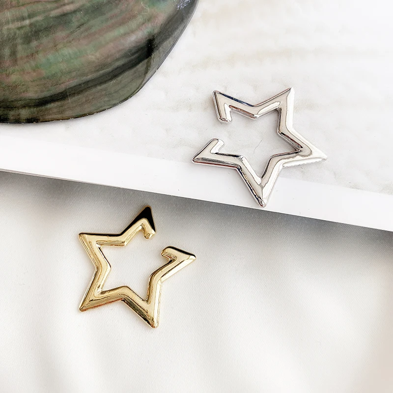 Цельные серьги-клипсы с метеоритами без циркония геометрические украшения