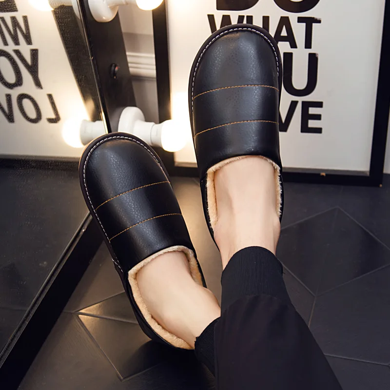 Winter Plush House Men Shoes 2021 News Classic Couples Black