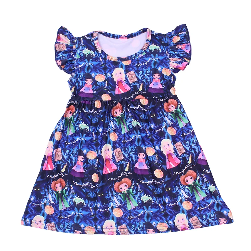 

2020 платье для девочек с цветами и жемчужинами, голубое платье из органического хлопка с коротким рукавом, юбки с мультяшным дизайном для осе...