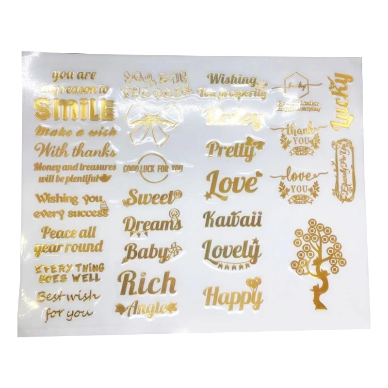 

2021 New 1 Sheet Letters English Blessings Words PVC Material UV Epoxy Resin Mold Filling