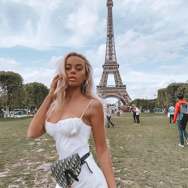 

Women Sexy Club Spaghetti Strap Party Dress Ladies Sleeveless Solid Casual Dress 2020 Autumn Elegant Fashion Midi Dress Vestidos