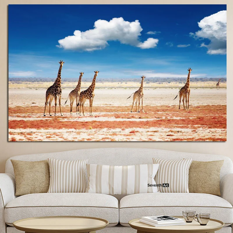 

Настенная картина в африканском стиле, абстрактная печать, жираф, Африканские животные, закат, пейзаж, холст, современный постер для украшен...