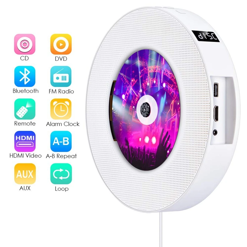 Portable DVD Player with HDMI Output 1080P Wall Mountable CD Remote Control for Home Built-In HiFi Speakers FM Radi | Электроника