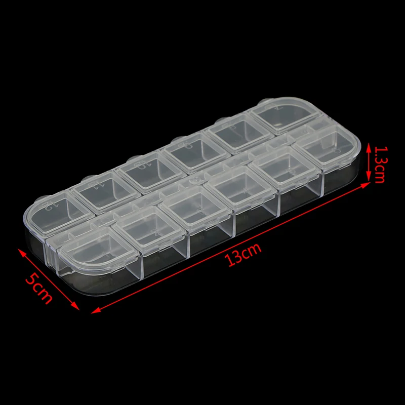 

12 Slots Diamond Painting Clear Storage Box Case Embroidery Cross Stitch Tool Open double row transparent jewelry storage box