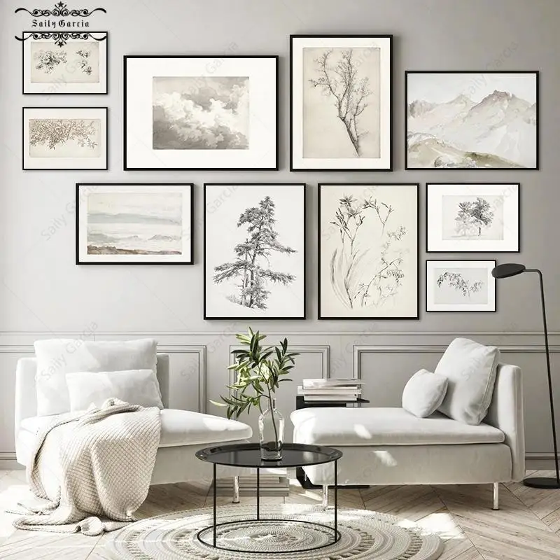 Нейтральная галерея настенная Картина на холсте фермерские растения винтажные