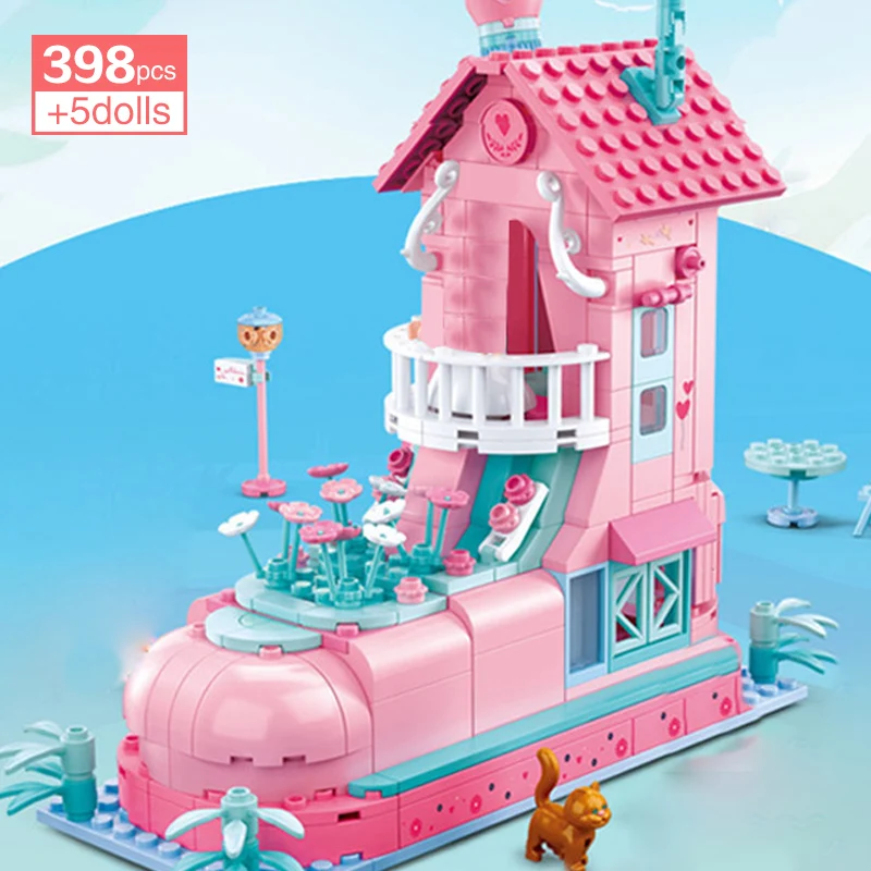 Город Друзья розовый ключа автомобиля дом кирпичи комплект для девочек Princess Prince