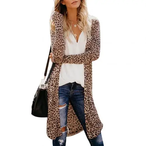 Leopard Сексуальный модный Камуфляжный Леопардовый змеиный принт женский кардиган с длинным рукавом куртка новые женские кардиганы - Цвет: Leopard