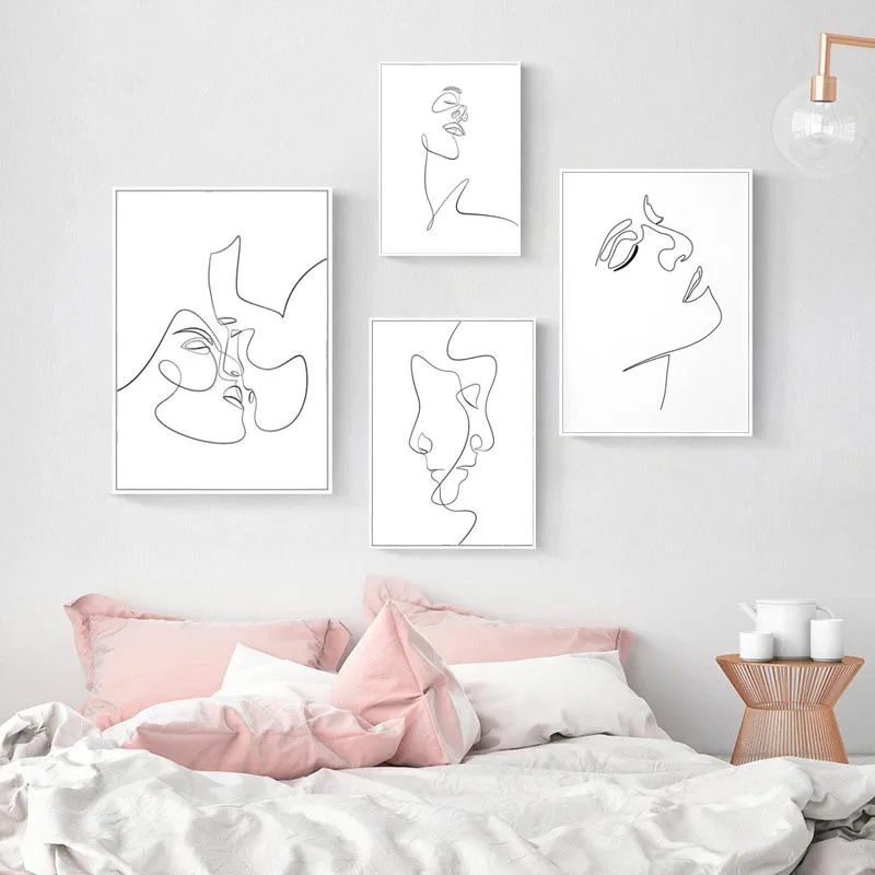 Скандинавский художественный постер модульный черный белый минималистическая