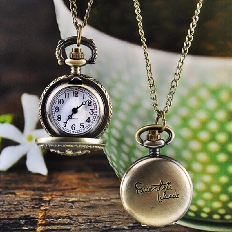 

Pop Fashion Women Watches Vintage Retro Bronze Quartz Pocket Watch Pendant Chain Necklace Relogio Feminino Casual Erkek Saat