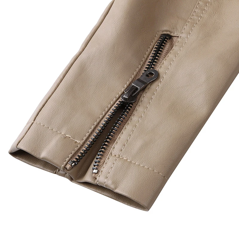 Осень 2020 однотонная кашемировая куртка из искусственной кожи Женская облегающая