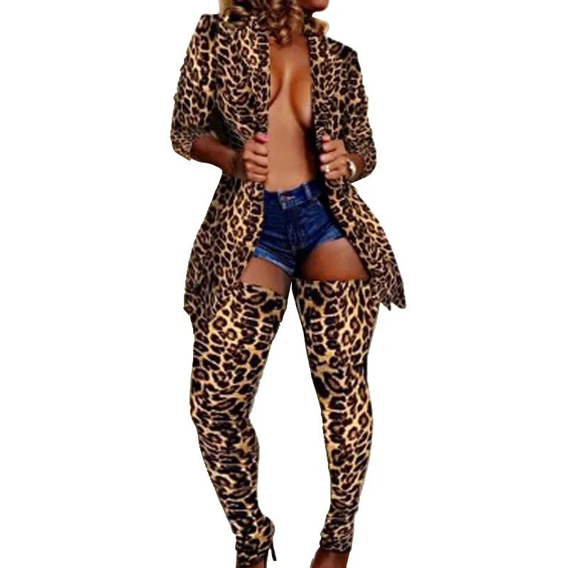 Камуфляжный леопардовый комплект из двух предметов размера плюс Женский рейв
