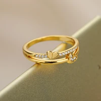 new luxury love ring 18k gold plated double layer small love ring inlaid cubic zirconia party jewelry anniversary gift