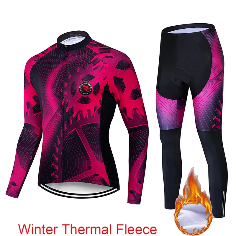 Ropa ciclismo теплая Зимняя Теплая Флисовая велосипедная одежда, мужская Трикотажная одежда, костюм для езды на велосипеде, MTB Одежда, комбинезон, комплект - Цвет: cycling set 2