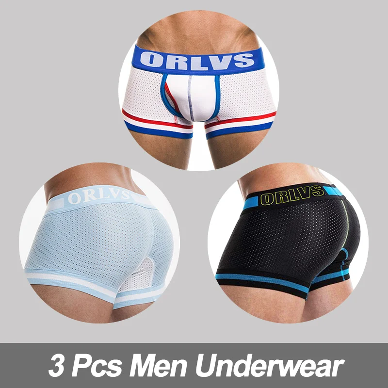 (2)OR499(1)OR799 3 шт., сексуальное нижнее белье cueca, боксеры для мужчин, сетчатые шорты размера плюс, однотонная мужская одежда, боксеры, трусы, шорты, сексуальные трусы для полных мужчин, 100 кг, s - Цвет: (2)OR499(1)OR799