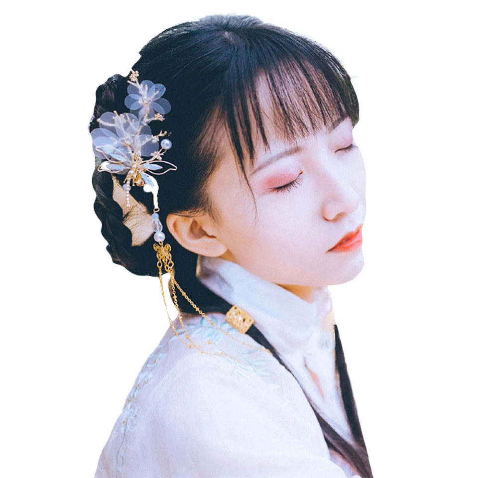 

MIYOU Chinese Style Hanfu Tassel Hair Clip Headdress Retro Hair Accessories Costume Show Bride Dragonfly Girl Accessories