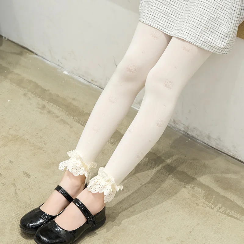 2020 New Spring Lace Summer Thin Pantyhose Tights for Children Stockings Girls Toddler Baby Princess Bow Kitty Print | Детская одежда и