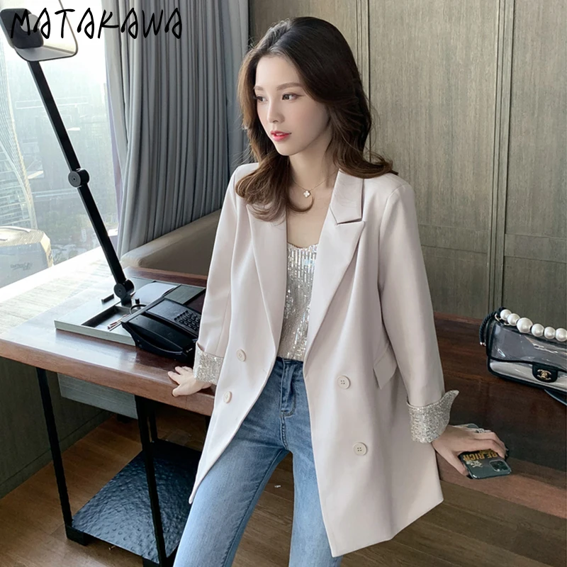 MATAKAWA костюм с вытачками куртка весна 2021 блестками рукава темперамент