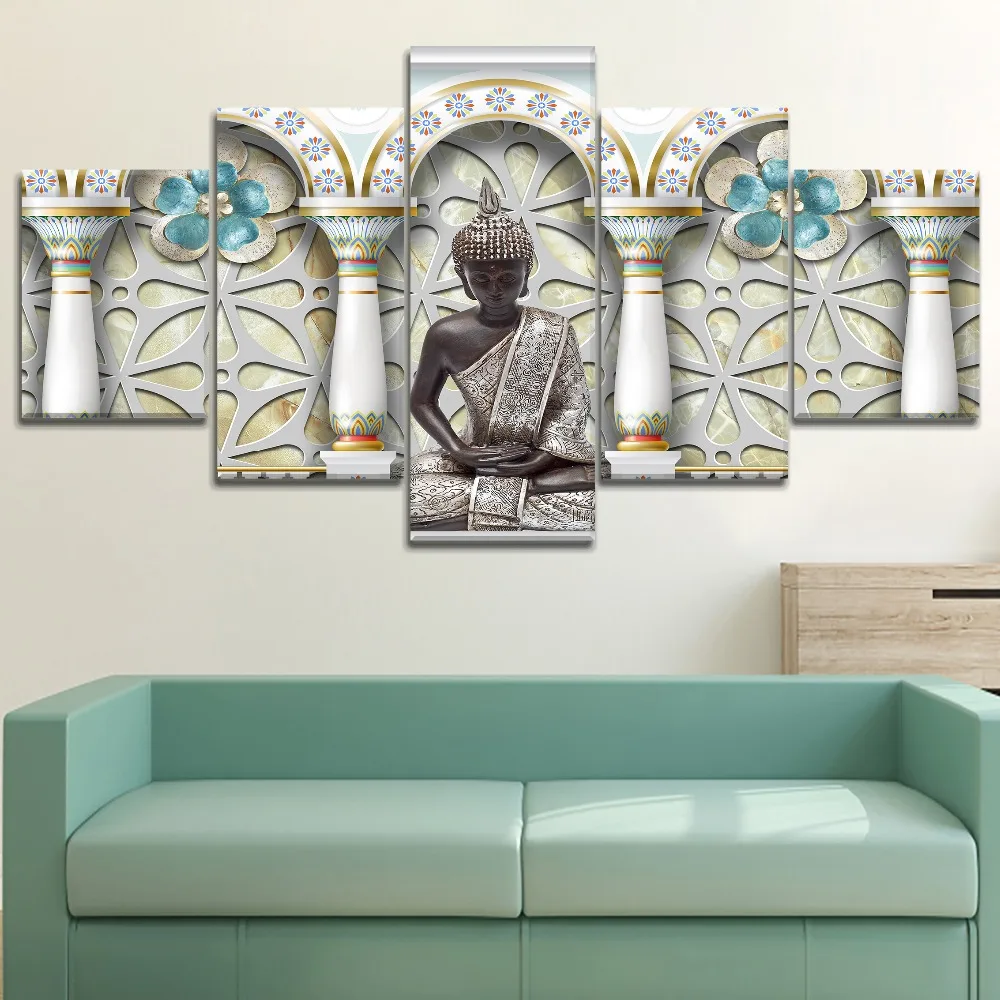 5 шт. холст Будда печать HD картина плакат для современной декоративной спальни