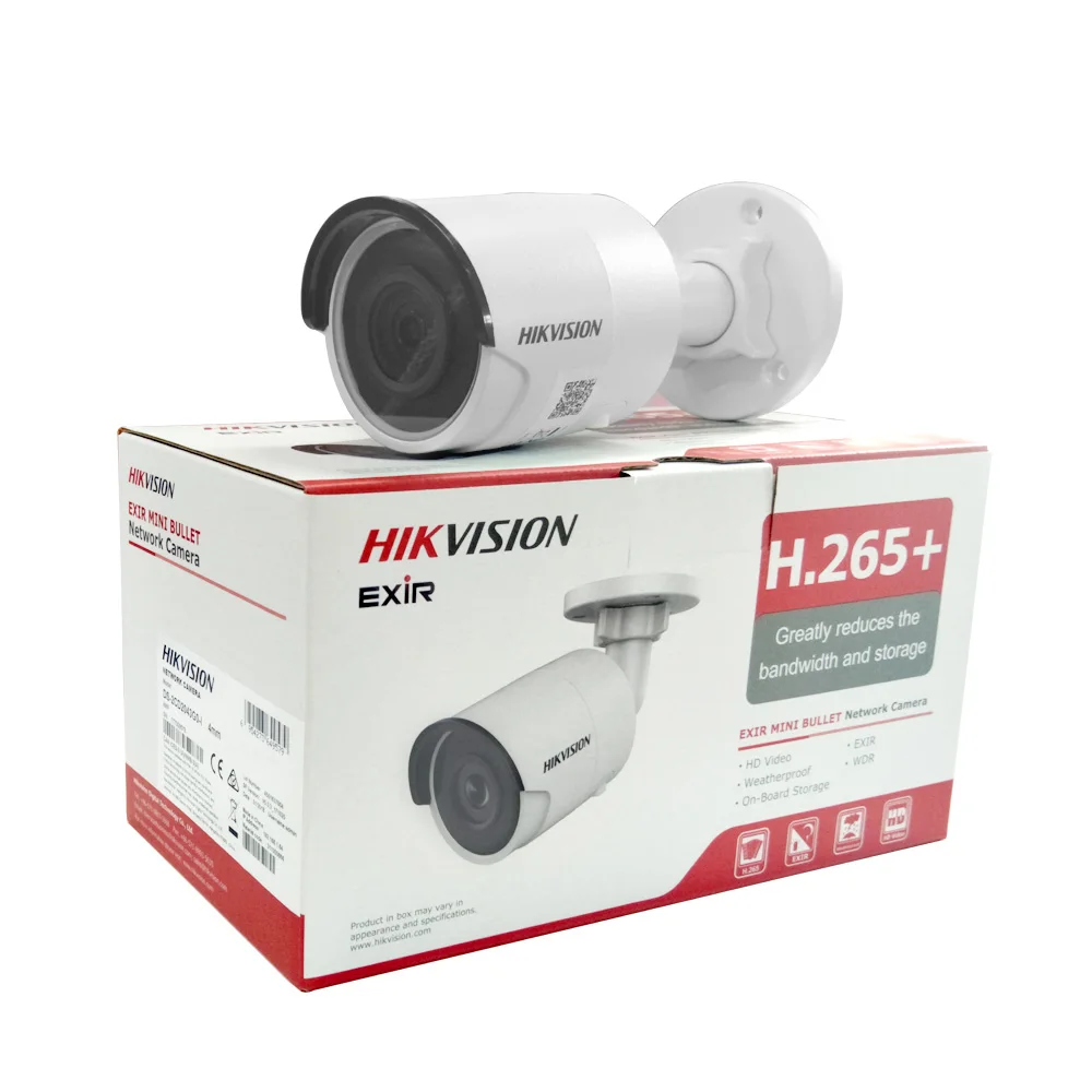 Hikvision H.265 4MP Пуля IP камера PoE DS-2CD2043G0-I 4 мегапикселя ИК видеонаблюдение со слотом для SD карты уход за лицом