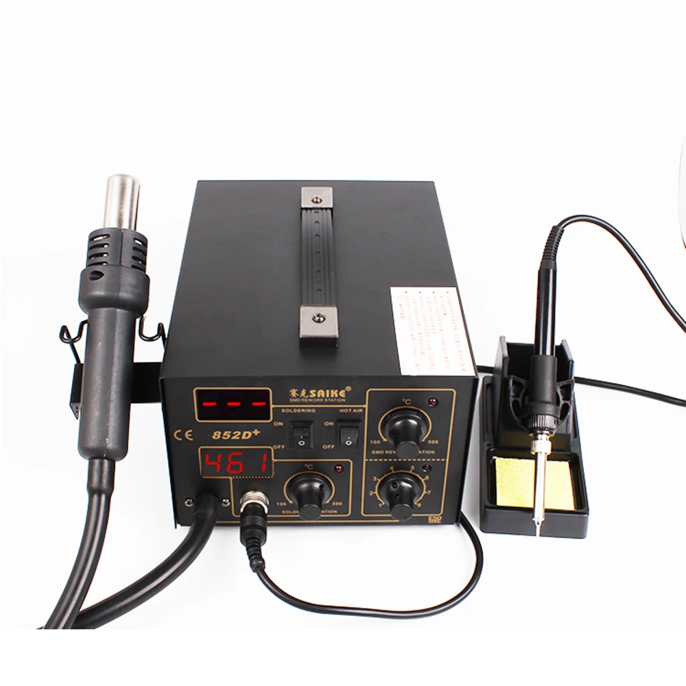 SAIKE 852D + паять Железо паяльник горячего воздуха пистолет 2 в 1 паяльная станция 220 110