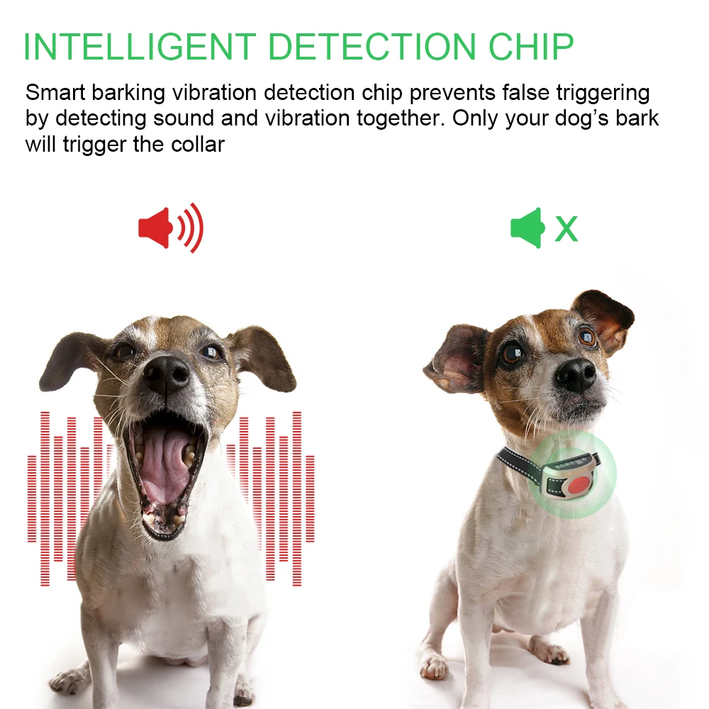 Интеллектуальный антилай для собак Вибрационный ошейник звуковой мигающий