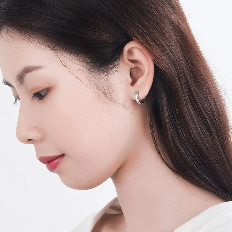 

JYouHF Fashion Large Small Size Round Circle Earring Elegant Simple White Gold Color Cubic Zircon Hoop Earrings for Women Gift