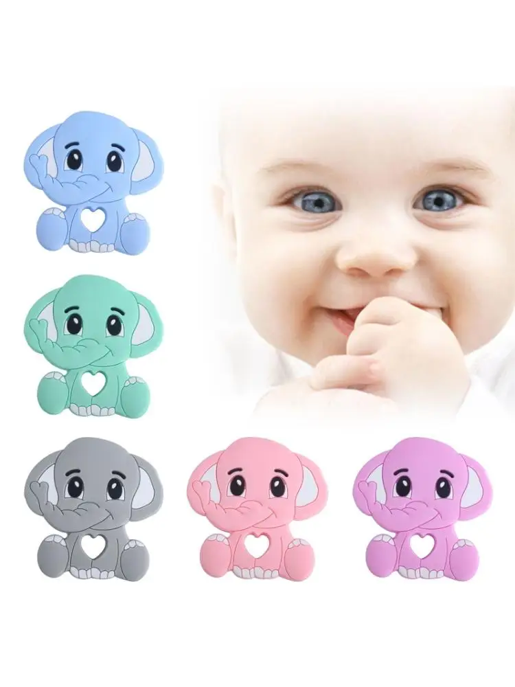 

Newborn Infant Soother Molar Cute Cartoon Elephant BPA-free Silicone Teether A2UB
