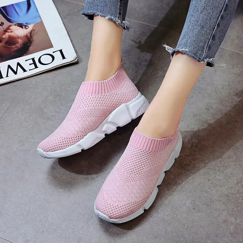 

Women Breathable Mesh Running Shoes Knitted Sock Shoes Ultra Light Slip On Sneakers Fitness Outdoor Sport Shoes Laides Trainers