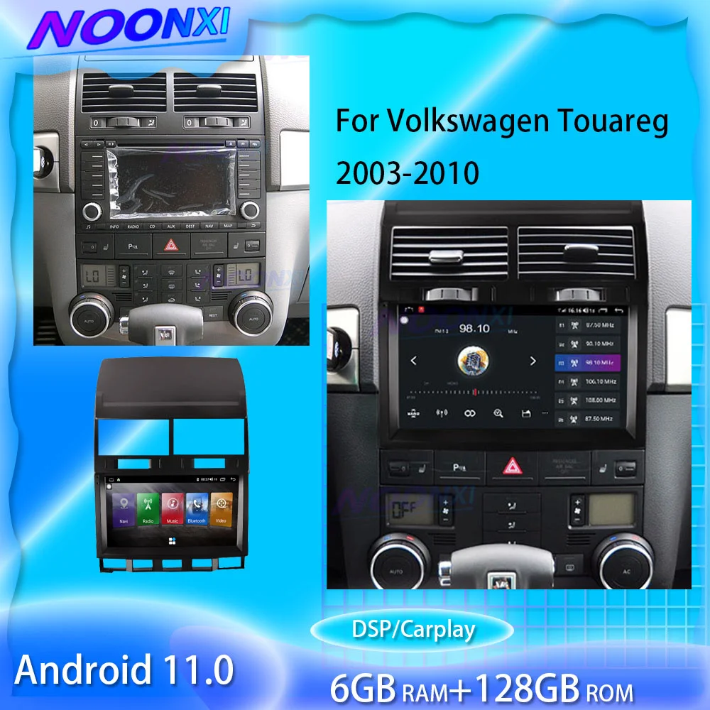 

Android 11,0 128G для Volkswagen Touareg 2003-2010 Автомагнитола стерео автомобильный мультимедийный плеер GPS-навигация Carplay DSP головное устройство