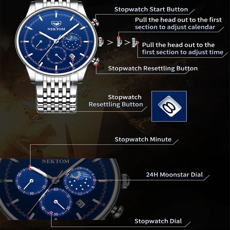 Часы Nektom кварцевые роскошные Простые Модные Звездные Бизнес водонепроницаемые