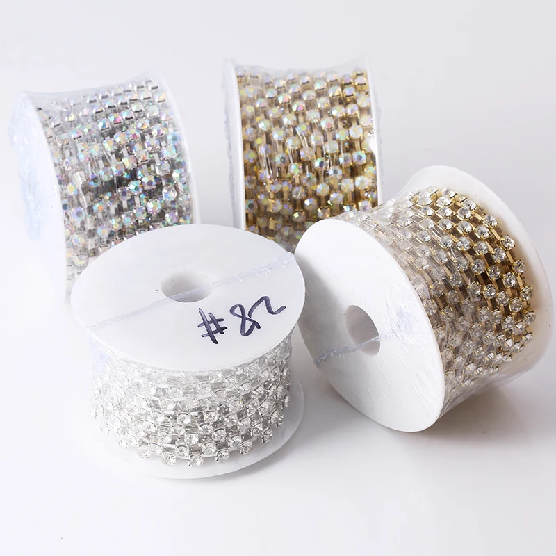 RESEN SS28 6mm Crystal Rhinestone Chain Trimming Yard 28ss Cup Sliver/Gold Metal For DIY Sewing | Дом и сад