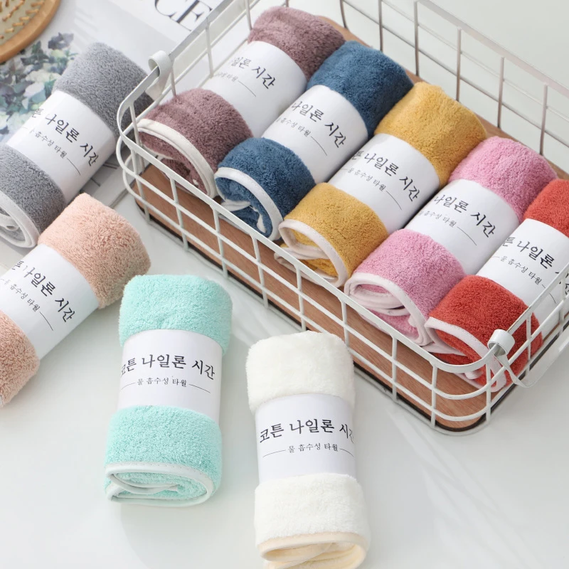 

Soft Corals Fleece Towel Well-absorbing Bath Towel for Home Hand Face Shower Won't Pill Solid Colors 30*60cm