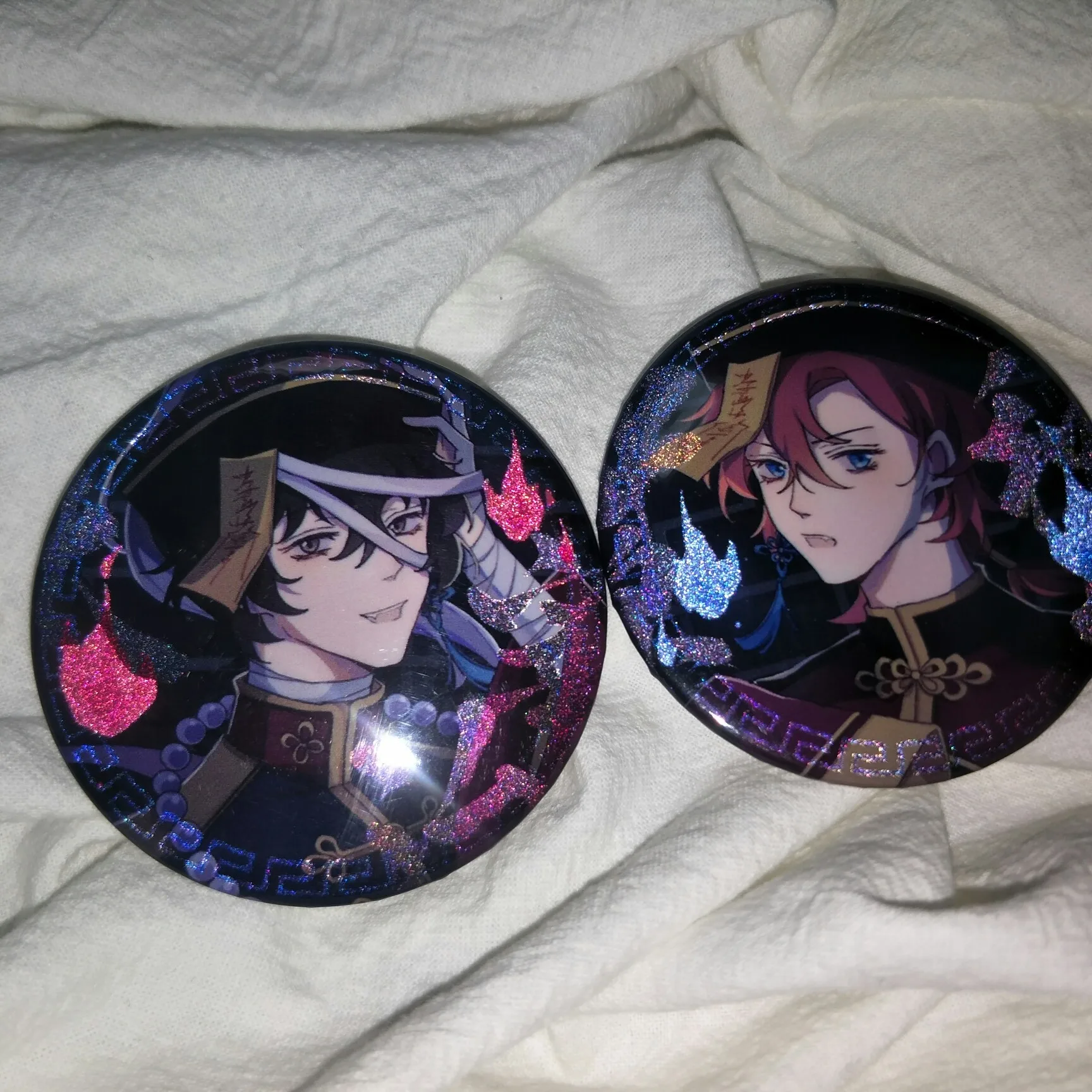 

Anime Bungo Stray Dogs Dazai Osamu Nakahara Chuuya Badge Button Brooch Pin Medal Colored paper Square Card Souvenir Cosplay Gift