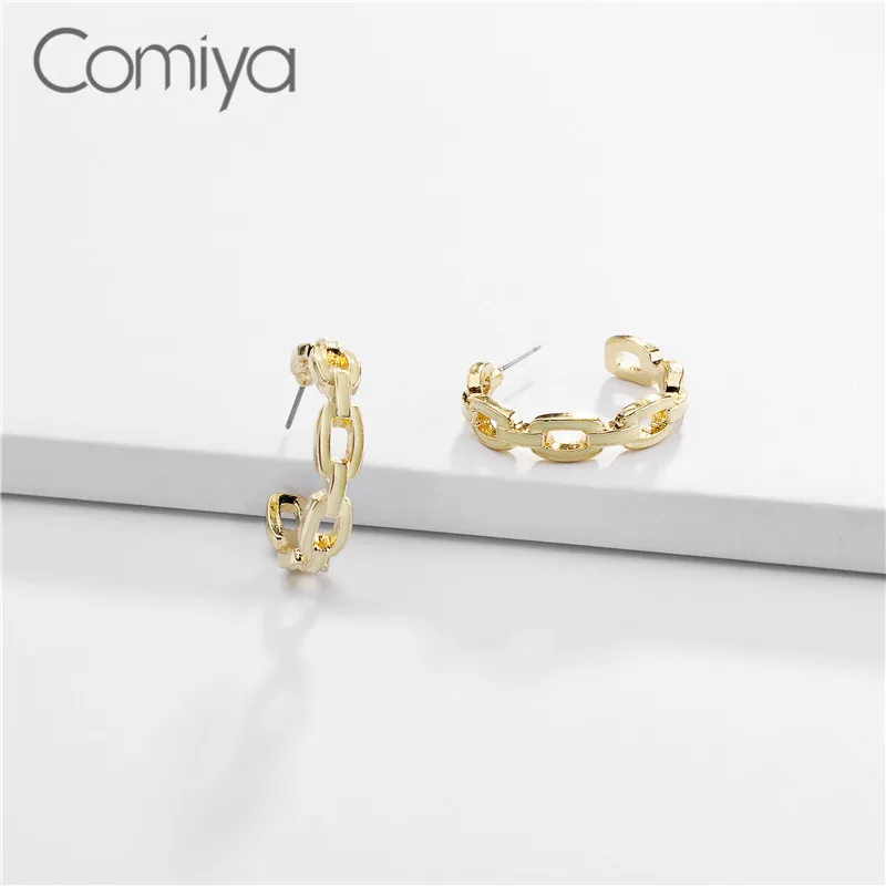 Женские серьги гвоздики Comiya круглые золотого цвета из цинкового сплава модные в