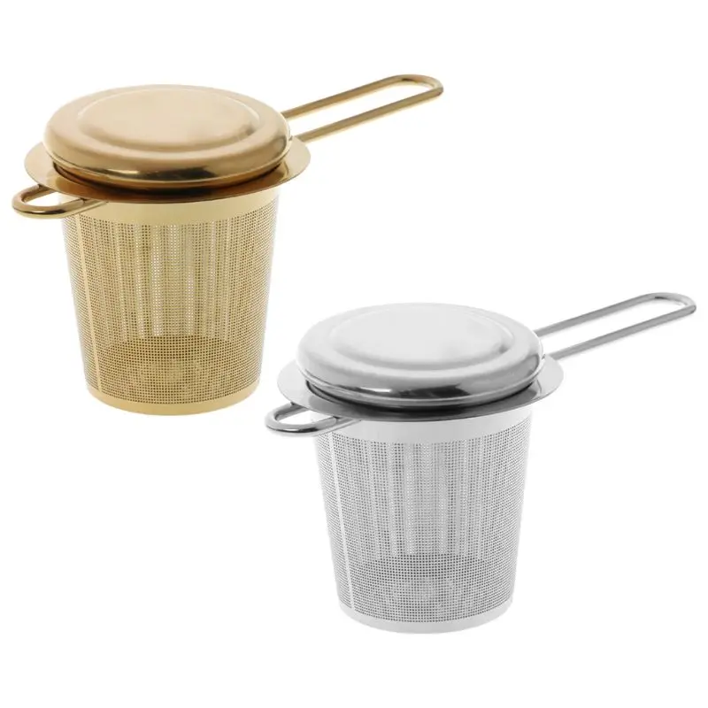

Reusable Mesh Tea Infuser Stainless Steel Strainer Loose Leaf Teapot Spice Filter With Lid Cups Kitchen Accessories