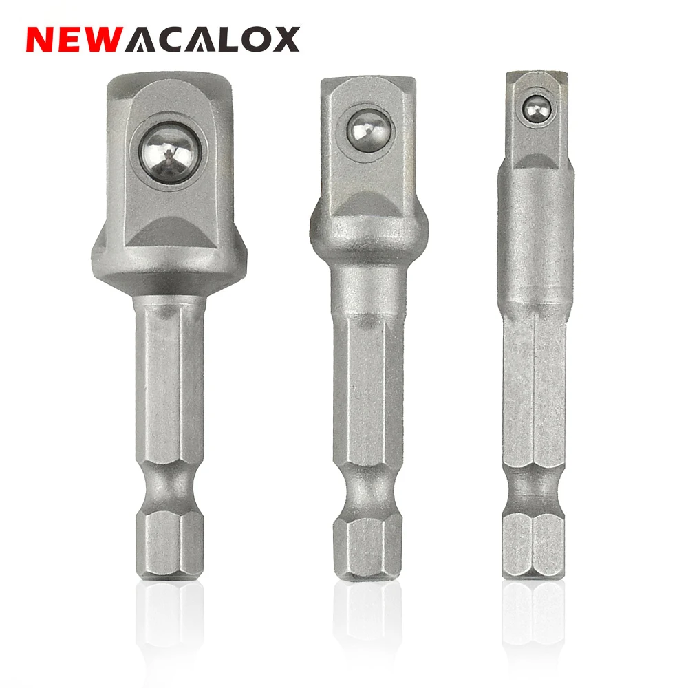 NEWACALOX 3 шт./компл. высокое Скорость Сталь гнездо адаптера набор 1/" Шестигранным хвостовиком Мощность инструменты аксессуары расширение Набор бит 1/4" 3/" 1/2"