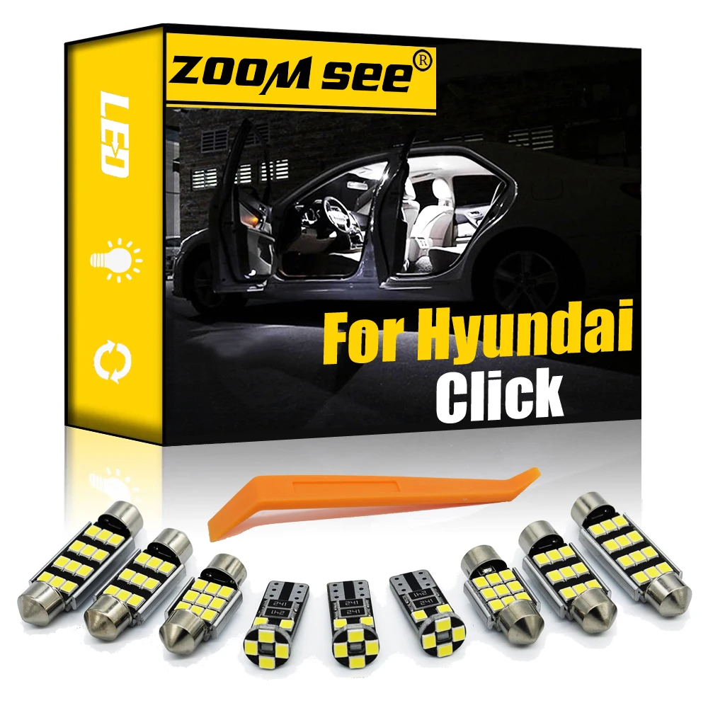 

10 светодиодный т. комплект светодиодных ламп для внутреннего освещения для Hyundai Click 2002-2011 купольная карта для чтения багажника Светодиодная ...