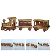 1 set of creative christmas train three section small train wooden craft